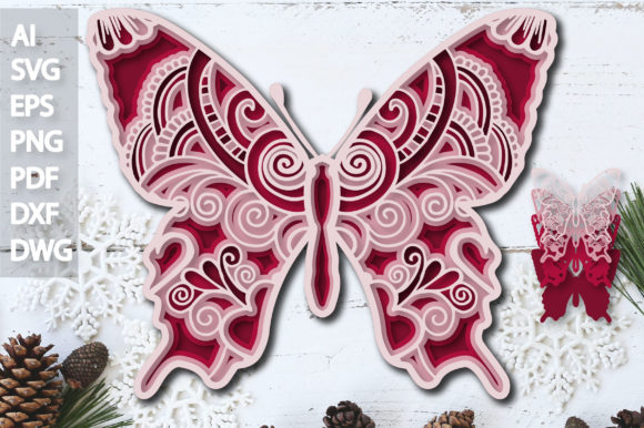 3D Floral Butterfly Multilayer: A 3D SVG for Shapes