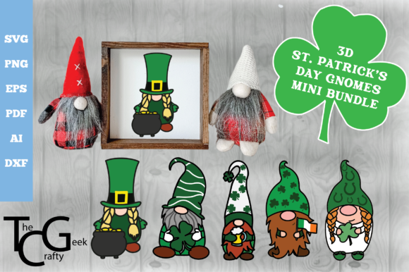 3D St. Patrick's Gnome Bundle: Graphics for Crafts