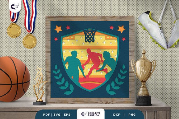 Basketball Player Dribbling 3D SVG for Sports Branding