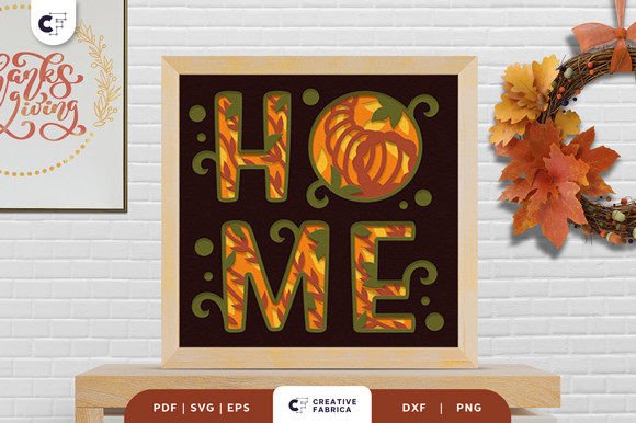 Cornucopia HOME 3D SVG for Thanksgiving Crafts