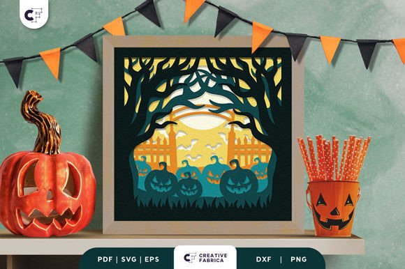 Haunted Scary Forest 3D SVG for Halloween Web Design