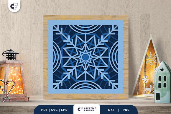 Intricate Snowfall Mandala: A 3D SVG Winter Asset