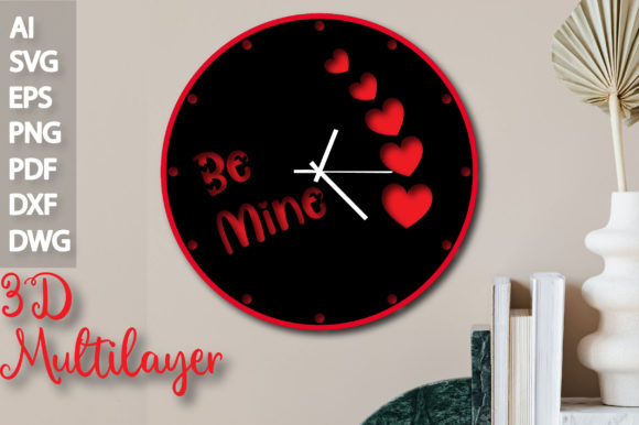Multilayer Heart Clock 3D SVG for Unique Shapes