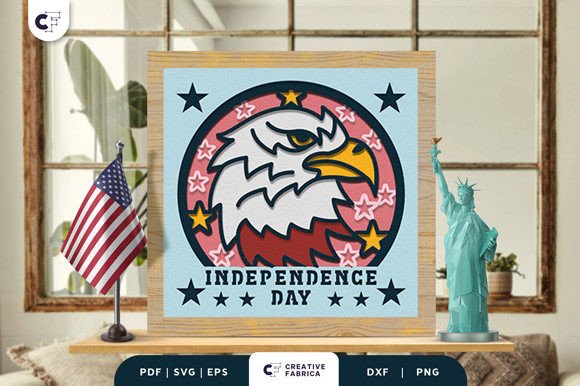 Patriotic USA Eagle 3D SVG for Independence Day