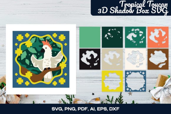Summer Cockatoos 3D SVG for Shadow Boxes